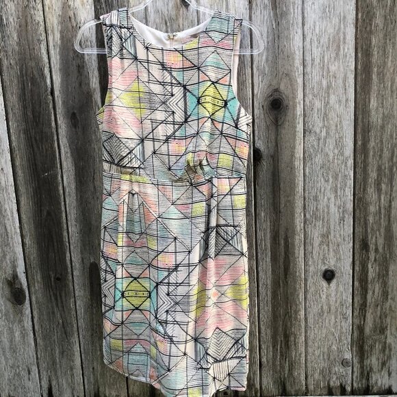 Forever 21 Pastel Floral Geometric Pattern Sleeveless Midi Dress Medium - Picture 1 of 6